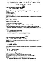 Đề tham khảo kiểm tra giữa kì 1 môn Hóa năm học 2015  2016
